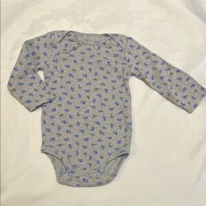 “Bundle 10 for $13” Baby Gray and Blue trucks One Piece Long Sleeve Bodysuit